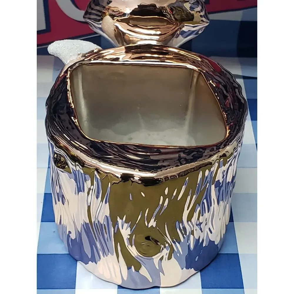 BBW Rose Gold Fox & Tree Stump Design Foaming Soap Holder Bathroom Sink Decor